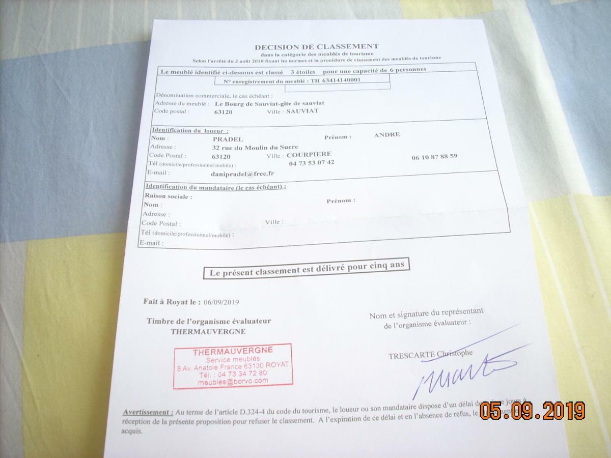 Gite De Sauviat 25 Chemin Du Grand Pacher Le Bourg De Sauviat 63120 מראה חיצוני תמונה